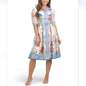 Dalia Macphee Short Sleeve Midi Dress